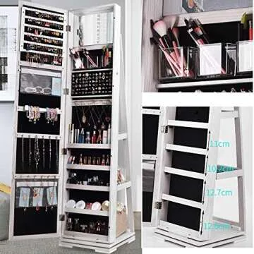 DlandHome Jewelry Cabinet with Full-Length Mirror Lockable