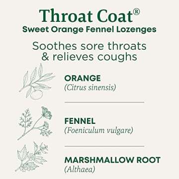 Traditional Medicinals Throat Coat Organic Cough Drops, Sweet Orange Fennel with Menthol, Soothes So...
