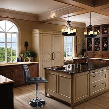 Leopard Modern Square PU Leather Adjustable Bar Stools with Back, Square Back Bar Stools Set of 2, B...