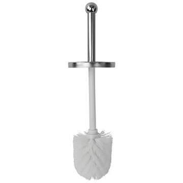Home Basics White Marble Toilet Brush Set with Nylon Bristles and Holder