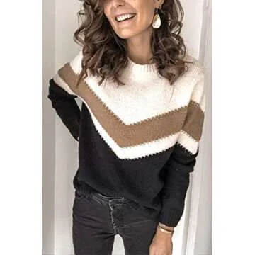 ANCAPELION Women’s Casual Sweater Pullover Tops Winter Basic Long Sleeve Knitted Sweatshirt Tops f...