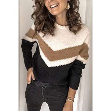 ANCAPELION Women’s Casual Sweater Pullover Tops Winter Basic Long Sleeve Knitted Sweatshirt Tops for Women Loose Fit V Black Small