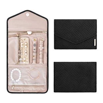 BAGSMART Travel Jewelry Organizer - Foldable Compact Case for All Jewelry