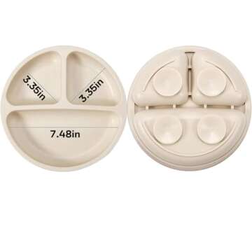 PandaEar 3 Pack Toddler Plates, Silicone Divided Suction Plate for Babies, BPA-Free 100% Food-Grade Silicone Unbreakable Baby Plate (Pink/Linen/Light Pink)