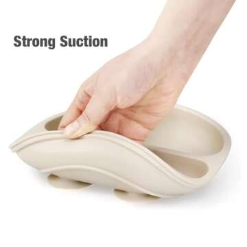 PandaEar 3 Pack Toddler Plates, Silicone Divided Suction Plate for Babies, BPA-Free 100% Food-Grade Silicone Unbreakable Baby Plate (Pink/Linen/Light Pink)