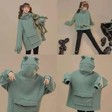 LNYSOTX Frog Hoodie Zipper Mouth for Women and Teen Girls