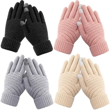 Trifabricy Womens Winter Gloves - Warm Soft Touchscreen Winter Gloves for Women, Elastic Cuff Knit T...