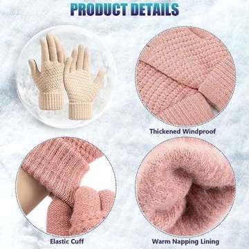 Trifabricy Warm Touchscreen Gloves for Women, 4 Pairs