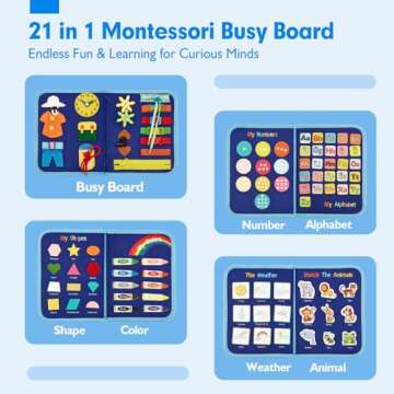 hahaland Busy Board for 1 Year Old - Montessori Toys for 2 Year Old Boy Birthday Gift - Preschool Le...