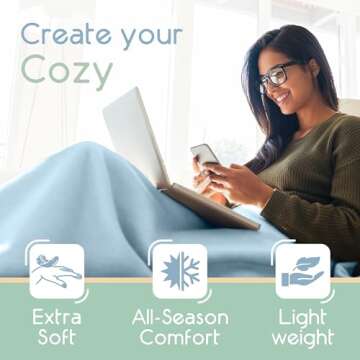 Vellux Twin Size Microfleece Blanket for All-Season Comfort