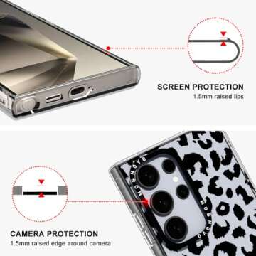 MOSNOVO Case for Samsung Galaxy S24 Ultra, [Buffertech 6.6ft Military-Grade Drop Protection] [Anti Peel Off Tech] Clear TPU Bumper Phone Case Cover Design - Black Leopard Print