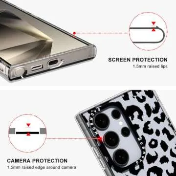 MOSNOVO Case for Samsung Galaxy S24 Ultra, [Buffertech 6.6ft Military-Grade Drop Protection] [Anti Peel Off Tech] Clear TPU Bumper Phone Case Cover Design - Black Leopard Print