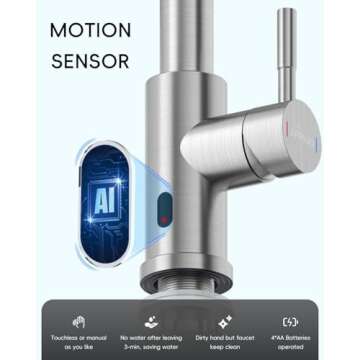 APPASO Touchless Kitchen Faucet with Pull-Down Sprayer, Kitchen Sink Faucet Touchless Brushed Nickel...