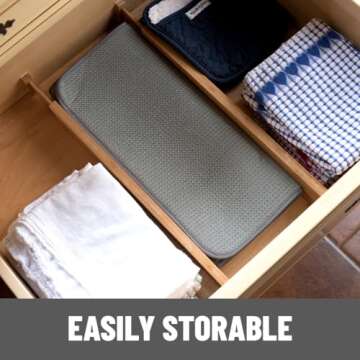 Bellemain XXL Dish Mat 24" x 17" ( LARGEST MAT ) Microfiber Dish Drying Mat , Super absorbent ( Gray )