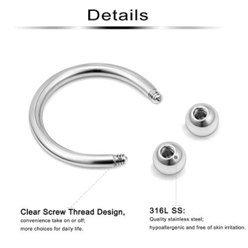 Ftovosyo 40Pcs Surgical Steel Septum Rings with Colors