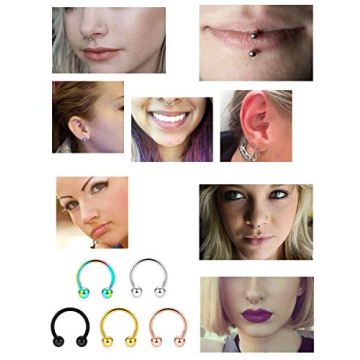 Ftovosyo 40Pcs Surgical Steel Septum Rings with Colors