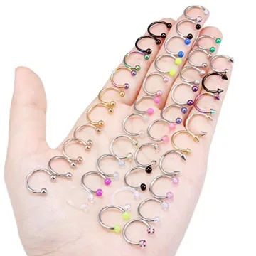 Ftovosyo 40Pcs Surgical Steel Septum Rings with Colors