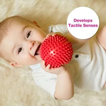 Edushape Sensory Balls for Baby - 4” Solid Color Baby Balls That Help Enhance Gross Motor Skills for Kids Aged 6 Months and Up - Pack of 4 Vibrant Colorful and Unique Textured Balls for Baby