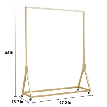 Stylish Gold Heavy Duty Garment Rack with Wheels