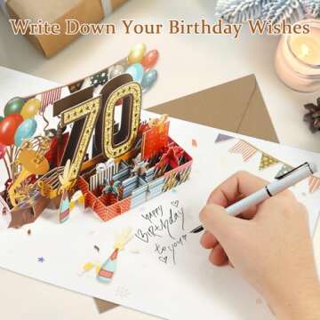 OLOSONG 70th Birthday Pop-Up Card for Everyone