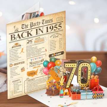 OLOSONG 70th Birthday Pop-Up Card for Everyone