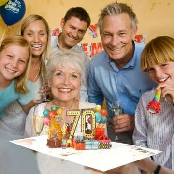 OLOSONG 70th Birthday Pop-Up Card for Everyone