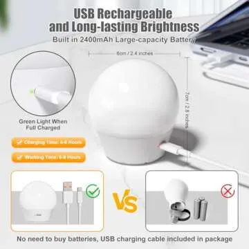 Brightown E26 Rechargeable Light Bulb with Remote and Timer, Battery Backup Bulb for Sconces and Lamps, E26 Detachable Charging for Non-Hardwired Fixture, 3 Color Temperatures + 9 RGB Colors, 4 Pack