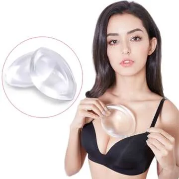 Women Thick Silicone Bra Pads Inserts Breast Enhancer Chest Padding Bust Push up Pads for B-C Cup, Transparent L