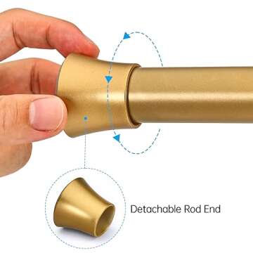 LUWUIDEN Shower Curtain Rod Adjustable 32-62 Inches, No Drill Spring Tension Shower Rods for Bathroom Gold