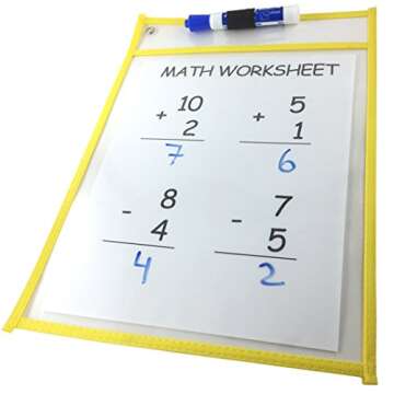 Clipco Dry Erase Pocket Sleeves Assorted Colors (12-Pack)