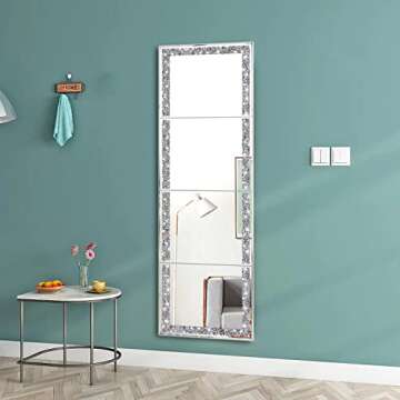 Meetart Full Length Mirror Tiles - Crystal Crush Diamond Full Body Wall Mirrors, 14x11", 4PCS