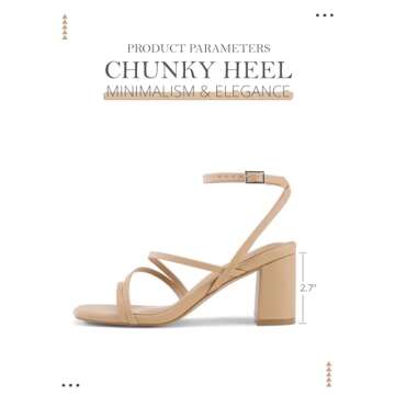 LACUONE Strappy Heels: Comfortable Block Heels with Square Toe for Every Occasion