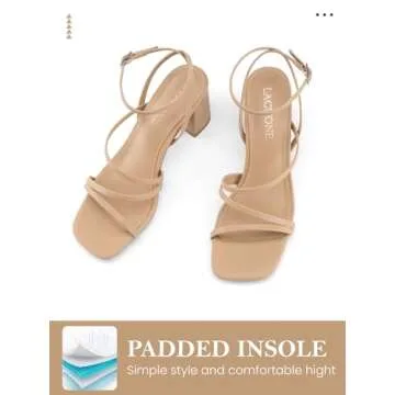 LACUONE Strappy Block Heels for Women with Square Toe