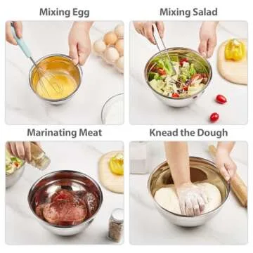 YIHONG 7 Piece Metal Mixing Bowls with Lids for Kitchen, Stainless Steel Set Ideal for Baking, Prepping, Cooking and Serving Food, Nesting Design for Space Saving Storage