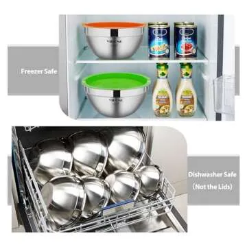 YIHONG 7 Piece Metal Mixing Bowls with Lids for Kitchen, Stainless Steel Set Ideal for Baking, Prepping, Cooking and Serving Food, Nesting Design for Space Saving Storage