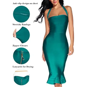 houstil Women's Bandage Halter Fishtail Dress for Parties