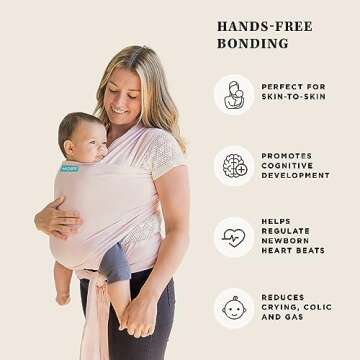 Moby Wrap Baby Carrier | Classic | Baby Wrap Carrier for Newborns & Infants | #1 Baby Wrap | Baby Gift | Keep Baby Safe & Secure | Adjustable for All Body Types | Perfect for Mom & Dad | Rose Quartz