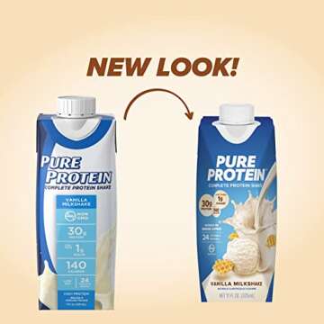 Pure Protein Vanilla Shake, 30g Protein, Low Sugar, Ready to Drink, 12 Pack