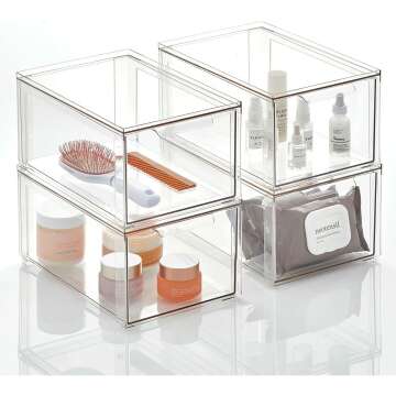 Bathroom Storage Organizer Bin with Pull Out Drawer