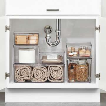 Bathroom Storage Organizer Bin with Pull Out Drawer