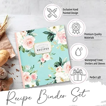 Elegant Recipe Binder Organizer with Beautiful Floral Design