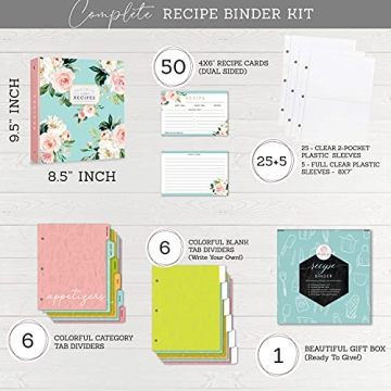 Elegant Recipe Binder Organizer with Beautiful Floral Design