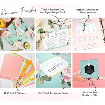 Elegant Recipe Binder Organizer with Beautiful Floral Design