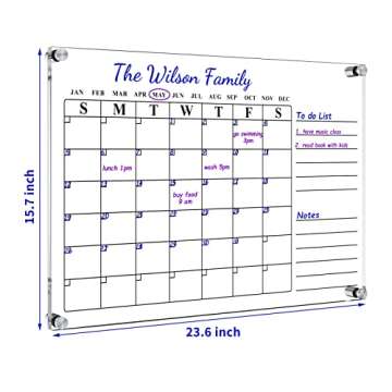 YeWink Personalized Acrylic Wall Calendar, 23.5X 16 Large Clear Dry Erase Board, Customized Family Monthly and Weekly Calendar Planner for Home Office
