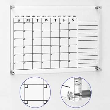 YeWink Personalized Acrylic Wall Calendar, 23.5X 16 Large Clear Dry Erase Board, Customized Family Monthly and Weekly Calendar Planner for Home Office