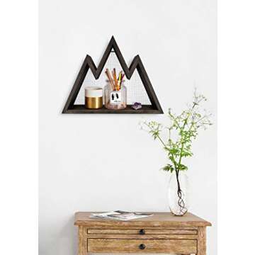 Mkono Mountain Shelf, Floating Wall Shelf Rustic Wood Display Shelving for Crystal,Photo,Plants, Woo...