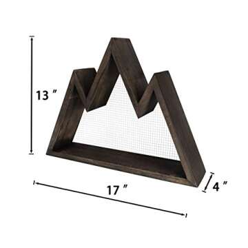 Mkono Mountain Shelf, Floating Wall Shelf Rustic Wood Display Shelving for Crystal,Photo,Plants, Woodland Nursery Decor, Modern Geometric Wall Art Home Decor for Bedroom,Living Room, Office