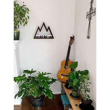 Mkono Mountain Shelf, Floating Wall Shelf Rustic Wood Display Shelving for Crystal,Photo,Plants, Woodland Nursery Decor, Modern Geometric Wall Art Home Decor for Bedroom,Living Room, Office