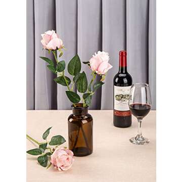 Flojery 10pcs Artificial Rose Flowers Long Stem Fake Silk Roses for DIY Wedding Bouquet Table Centerpiece Home Decor (Light Pink)