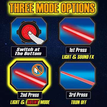 4 Pack Light up Sword Saber with FX Sound (on-Off Control) and Full Retractable Handle, 4 Colors LED Glow in The Dark Toy for Kids Adult